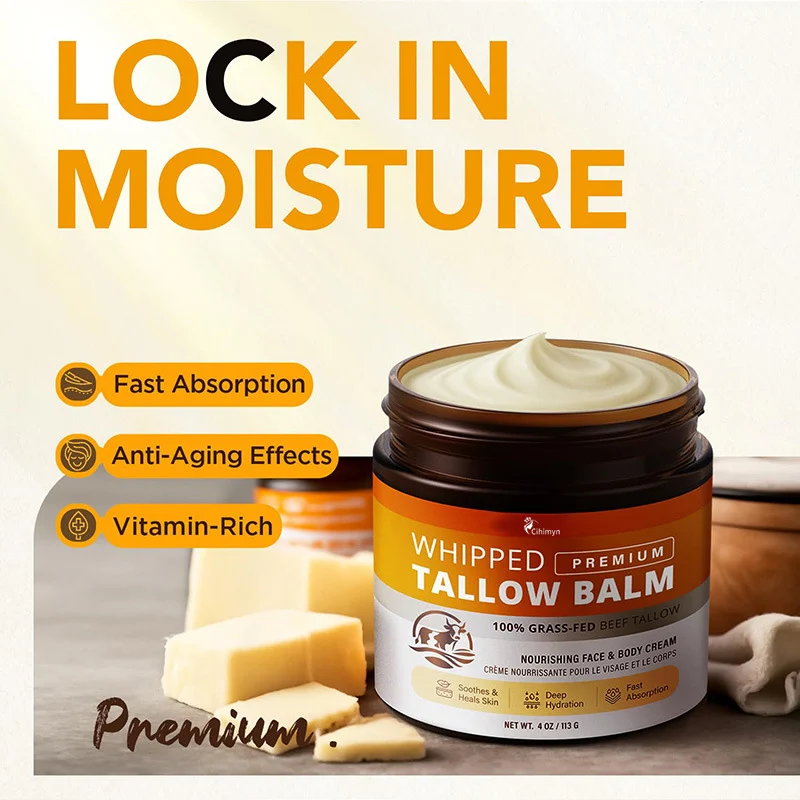 Beef Tallow Face Cream Butter Honey Nourishing Moisturizer for Dry Skin 113g 2 beef tallow face cream butter honey nourishing moisturizer dry skin sit 57g4n6fa desc 2