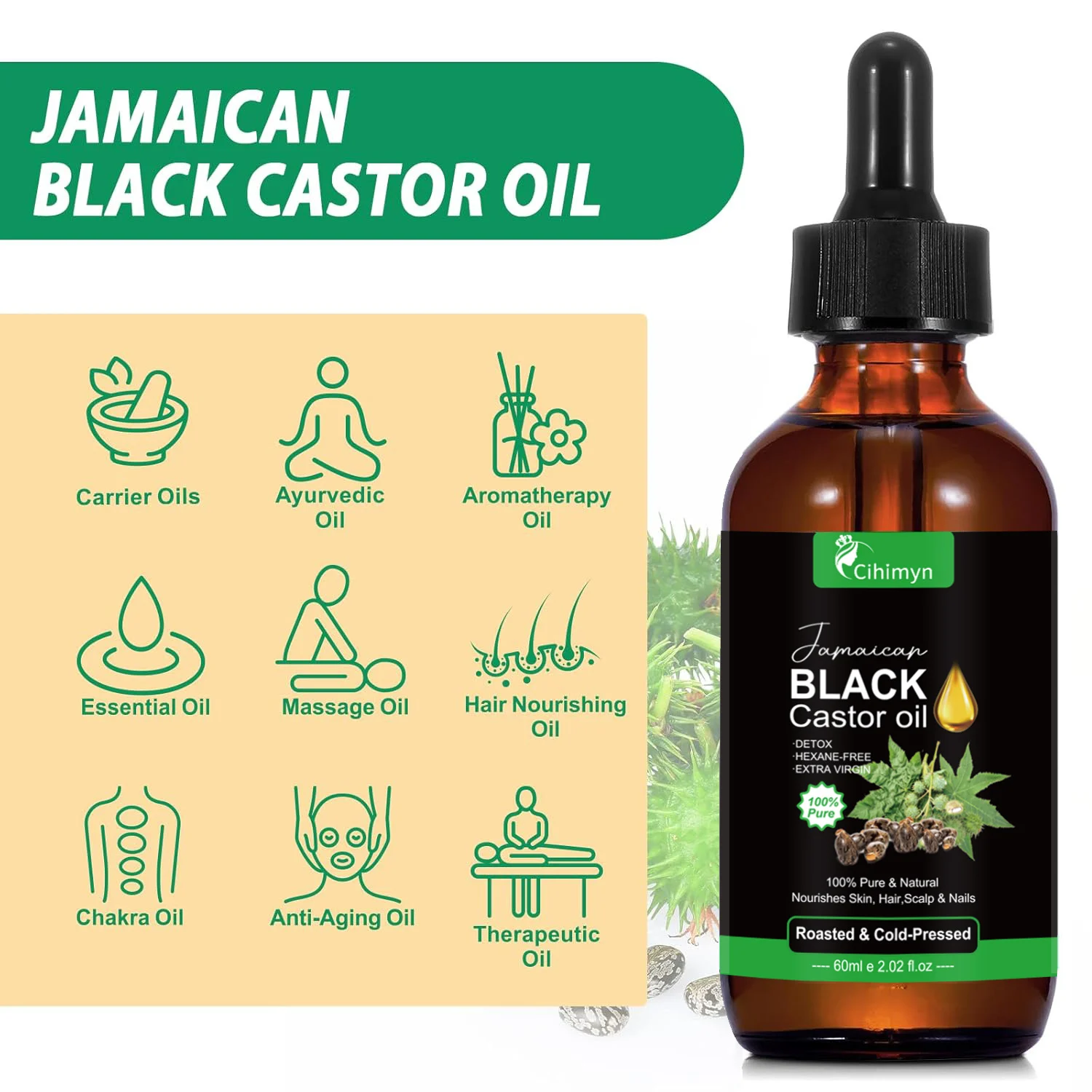 Jamaican Black Castor Oil for Hair Growth, Scalp & Skin Care, 100% Pure & Natural 6 jamaican black castor oil 60ml hair growth scalp nourishment sit km9t3tdm desc 3