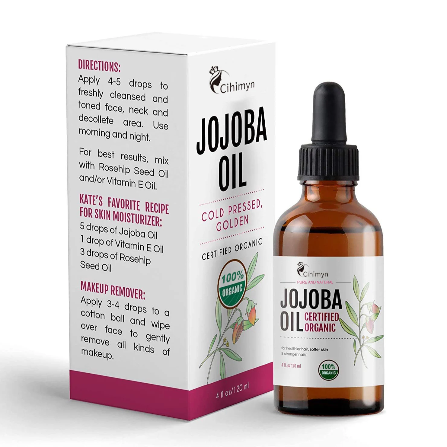 Jojoba Oil for Face, Hair & Nails - Certified Organic Cold Pressed Moisturizer & Massage Oil 5 jojoba oil organic face hair nails moisturizer massage oil sit 267q62ak desc 5