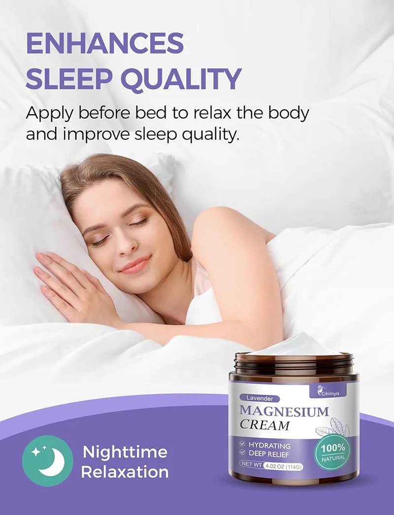 Lavender Magnesium Cream Hydrating Body Moisturizer for Nighttime Relaxation & Muscle Relief 1 lavender magnesium cream hydrating body moisturizer nighttime sit 87kfd9vd desc 1