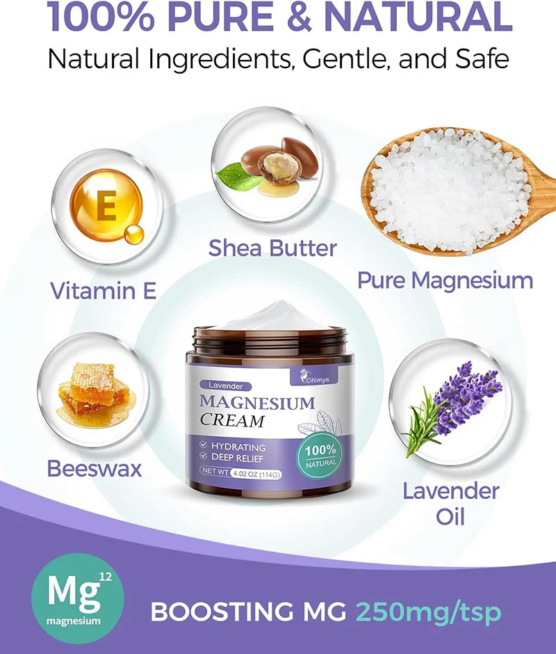 Lavender Magnesium Cream Hydrating Body Moisturizer for Nighttime Relaxation & Muscle Relief 4 lavender magnesium cream hydrating body moisturizer nighttime sit 87kfd9vd desc 4