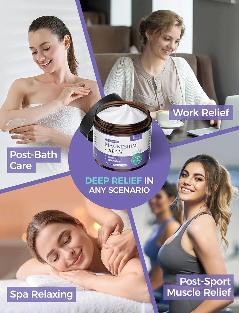 Lavender Magnesium Cream Hydrating Body Moisturizer for Nighttime Relaxation & Muscle Relief 5 lavender magnesium cream hydrating body moisturizer nighttime sit 87kfd9vd desc 5