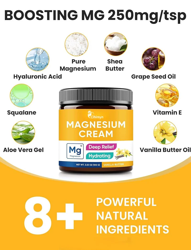 Magnesium Cream for Pain Relief & Sleep Support, 100g Soothing Muscle & Joint Cream with Shea Butter & Hyaluronic Acid 1 magnesium cream pain relief sleep support sit zmf3jvj8 desc 1