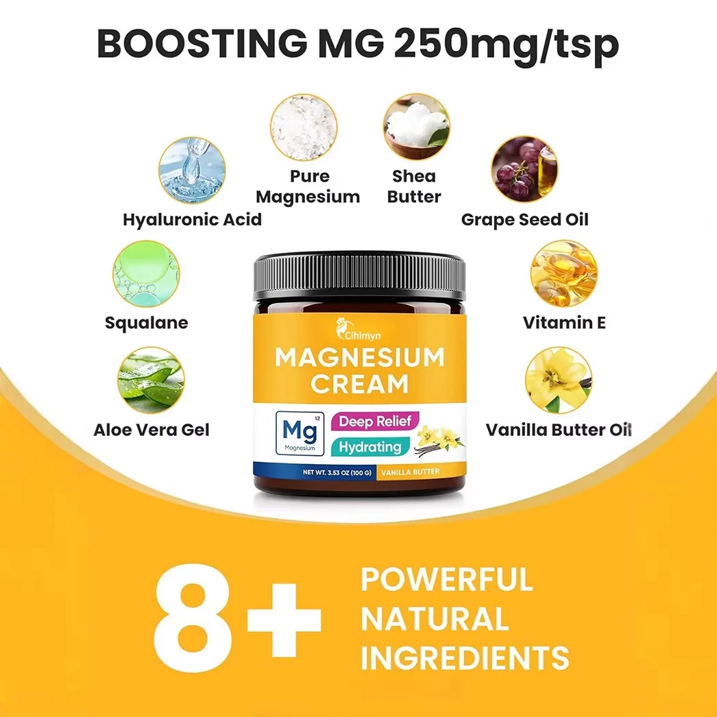 Magnesium Cream for Pain Relief & Sleep Support, 100g Soothing Muscle & Joint Cream with Shea Butter & Hyaluronic Acid 2 magnesium cream pain relief sleep support sit zmf3jvj8 desc 2