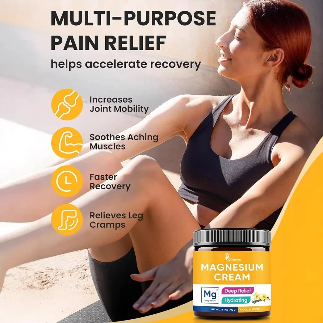 Magnesium Cream for Pain Relief & Sleep Support, 100g Soothing Muscle & Joint Cream with Shea Butter & Hyaluronic Acid 5 magnesium cream pain relief sleep support sit zmf3jvj8 desc 5