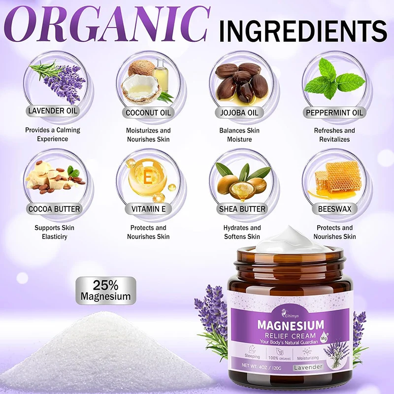 Magnesium Relief Cream Moisturizing Body Care for Muscle Relaxation & Sleep Support 120g 2 magnesium relief cream muscle relaxation sleep support sit 99cck4xn desc 2