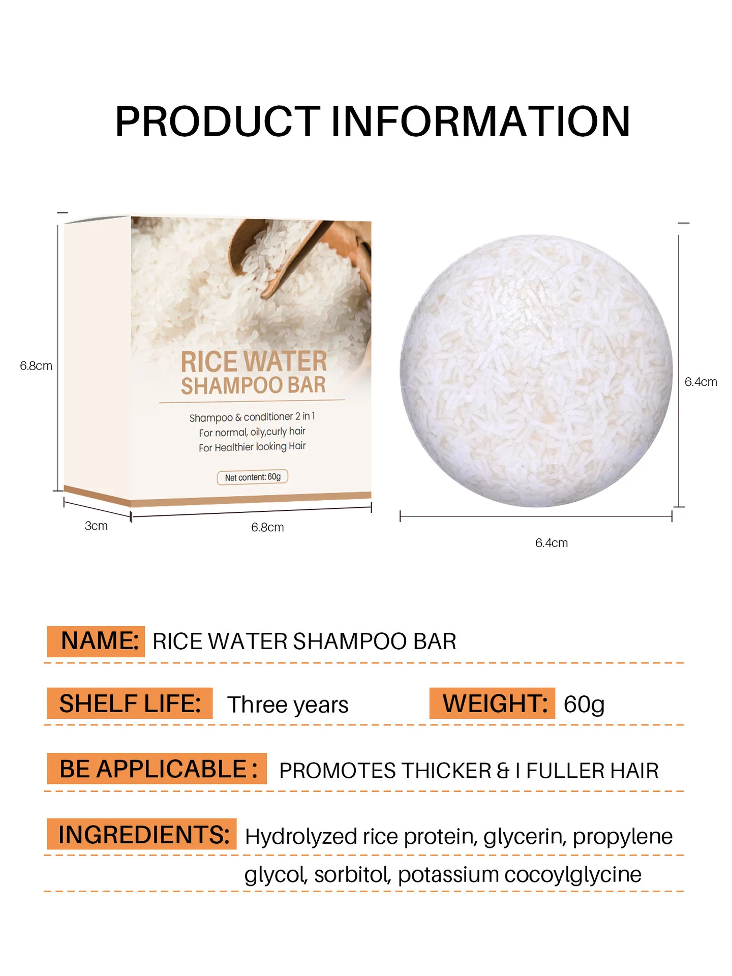 Rice Water Shampoo Bar 2 in 1 Cleansing & Conditioning Solid Shampoo for Hair Growth 60g 4 rice water shampoo bar 2in1 solid shampoo hair growth 60g sit 5c7fgkpg desc 4