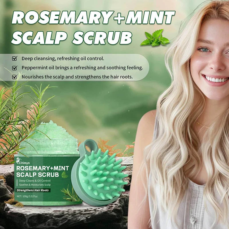 Rosemary Mint Scalp Scrub Shampoo Deep Cleansing & Oil Control with Massage Comb 100g 1 rosemary mint scalp scrub shampoo massage comb 100g sit kcdycvvg desc 1