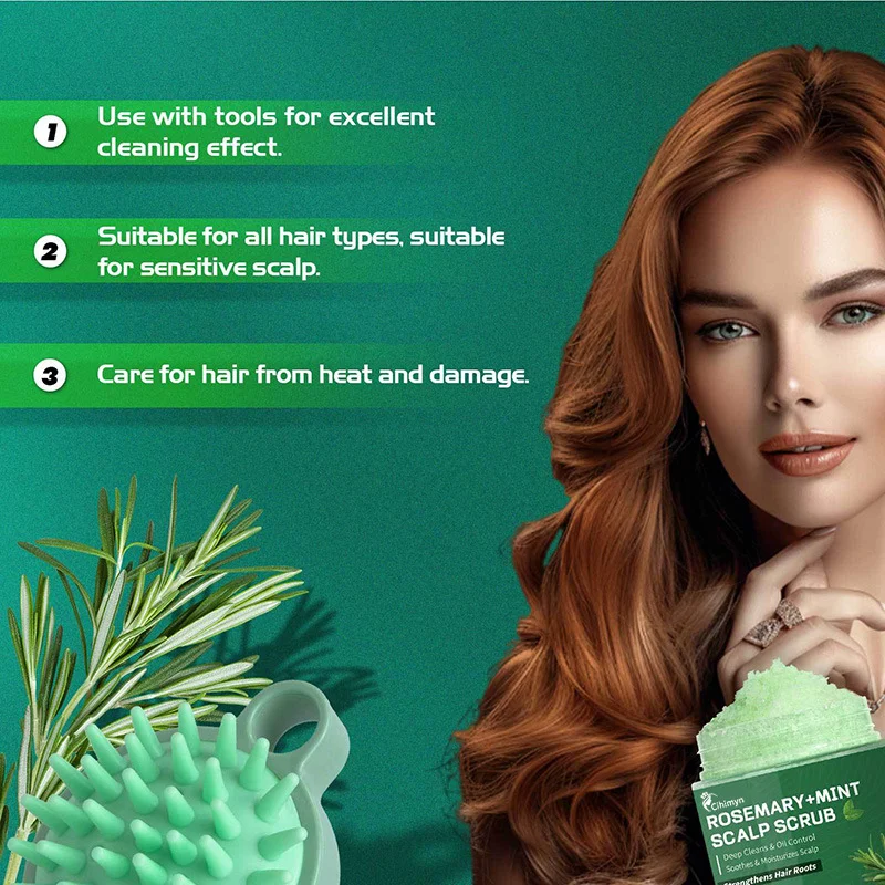 Rosemary Mint Scalp Scrub Shampoo Deep Cleansing & Oil Control with Massage Comb 100g 5 rosemary mint scalp scrub shampoo massage comb 100g sit kcdycvvg desc 5