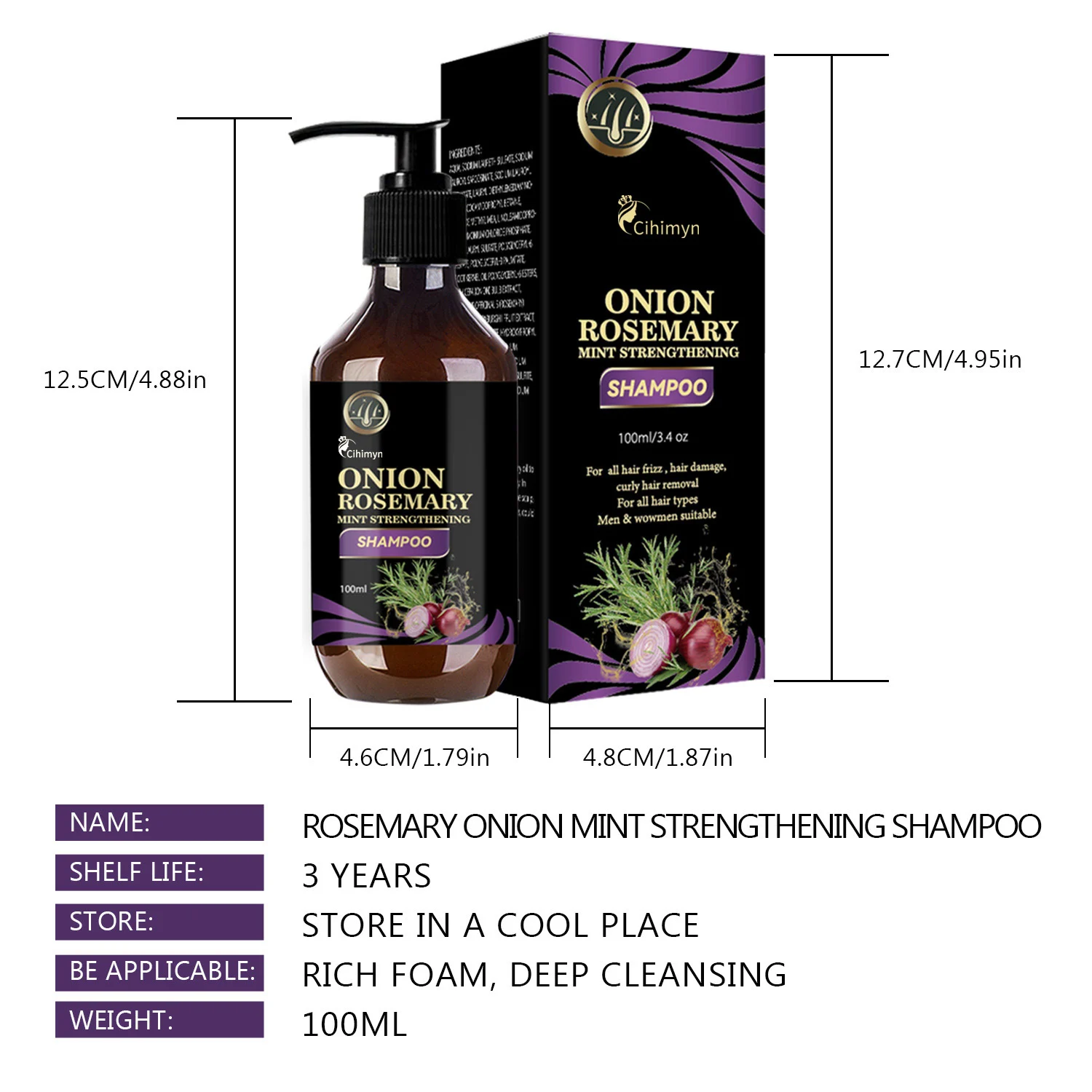 Rosemary Onion Mint Strengthening Shampoo Repair Damaged Hair Promote Growth 100ml 8 rosemary onion mint strengthening shampoo sit defne8kk desc 8
