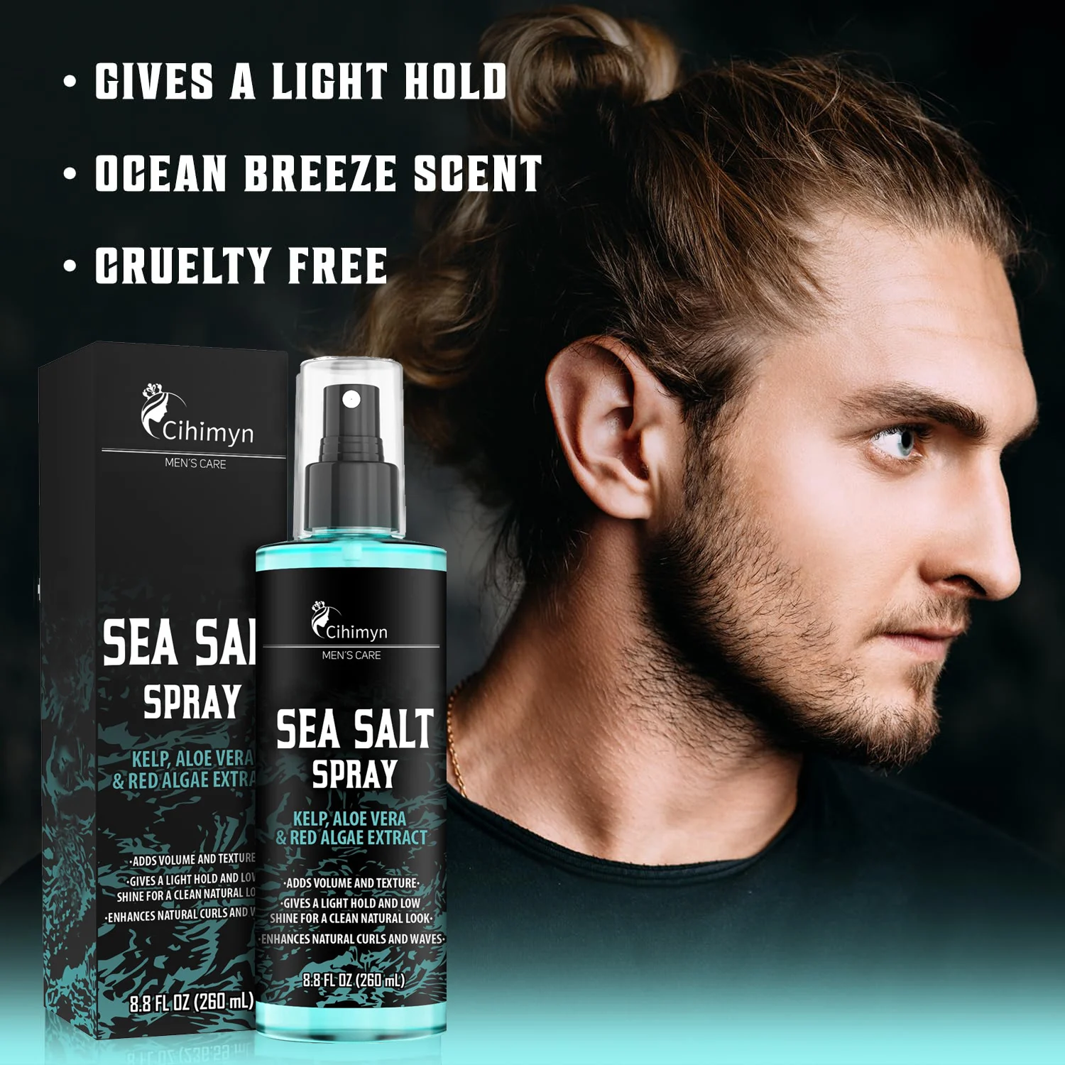 Sea Salt Hair Spray for Men with Kelp & Aloe Vera, 260ml Light Hold Beach Surf Styling Spray 2 sea salt hair spray for men kelp aloe vera 260ml sit uvxkuqcr desc 2