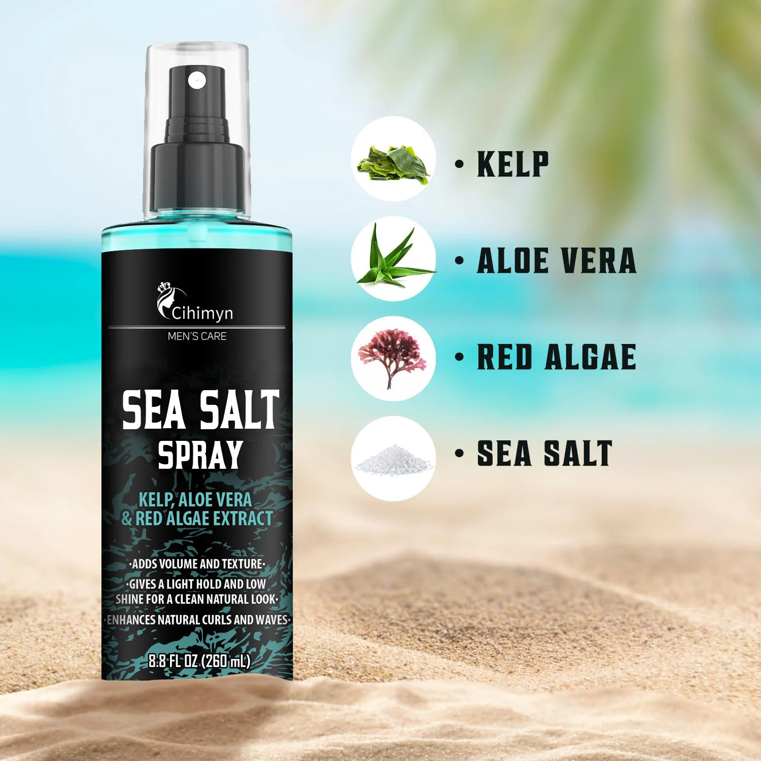 Sea Salt Hair Spray for Men with Kelp & Aloe Vera, 260ml Light Hold Beach Surf Styling Spray 3 sea salt hair spray for men kelp aloe vera 260ml sit uvxkuqcr desc 3