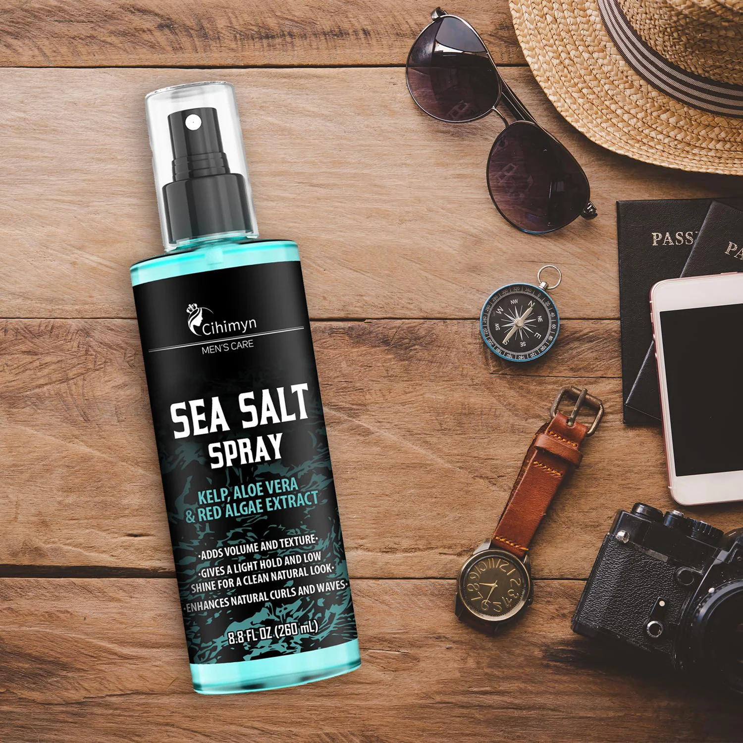 Sea Salt Hair Spray for Men with Kelp & Aloe Vera, 260ml Light Hold Beach Surf Styling Spray 4 sea salt hair spray for men kelp aloe vera 260ml sit uvxkuqcr desc 4