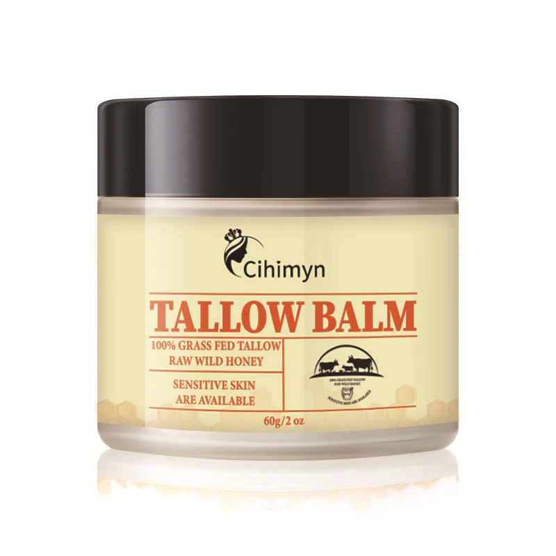 Tallow Balm 100% Grass-Fed Tallow & Raw Wild Honey Moisturizing Cream for Sensitive Skin, Anti-Acne, Brightening, 60g 9 tallow balm grass fed wild honey moisturizing cream 60g sit namb6etn desc 9