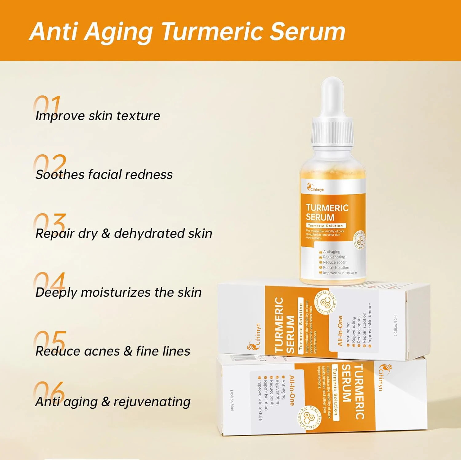 Turmeric VC Serum Hydrate Glow Brighten Tighten Skin 30ml 2 turmeric vc serum hydrate glow brighten tighten skin 30ml sit wt57rpcc desc 2