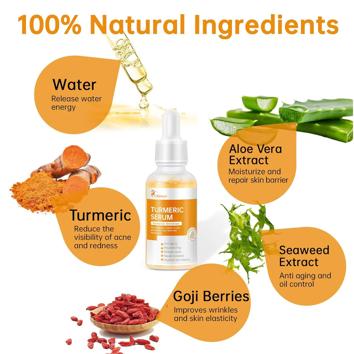 Turmeric VC Serum Hydrate Glow Brighten Tighten Skin 30ml 3 turmeric vc serum hydrate glow brighten tighten skin 30ml sit wt57rpcc desc 3