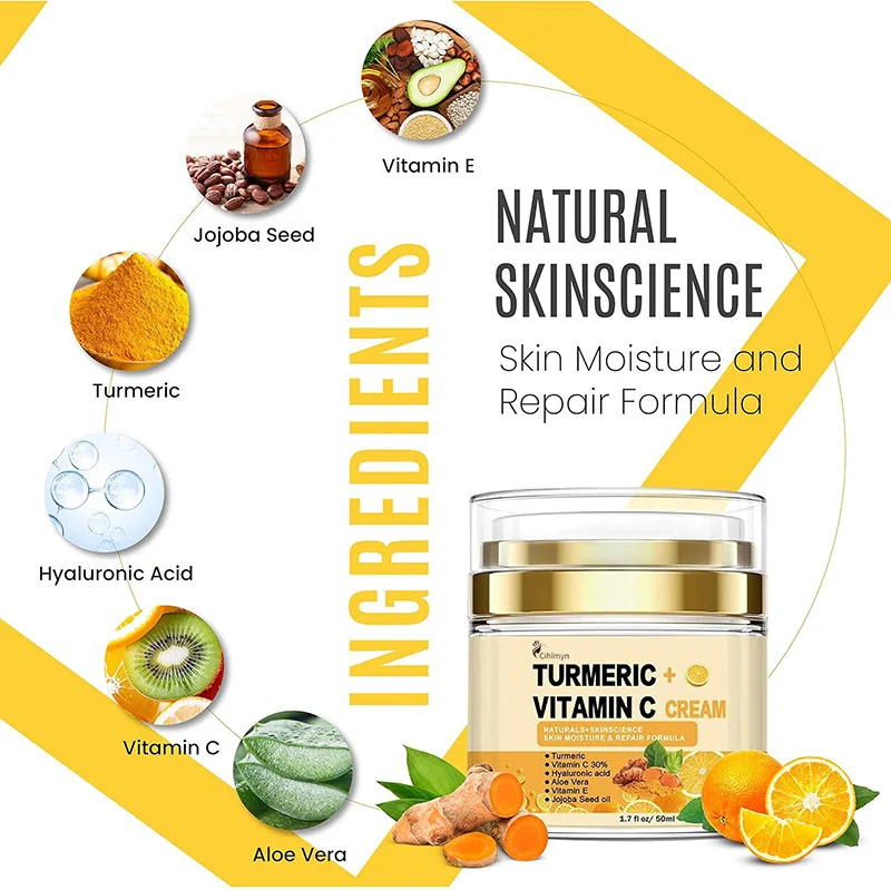 Turmeric Vitamin C Face Cream Anti-Oxidant Moisturizing Oil Control Brightening 2 turmeric vitamin c face cream anti oxidant moisturizing sit brreff9k desc 2